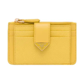 PRADA Saffiano Leather Card Holder Card Holder Women's Yellow