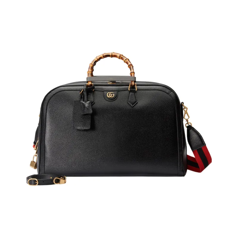 GUCCI Diana Leather Luggage Bag Shoulder Bag Crossbody Handbag Large Size Men's Black-1