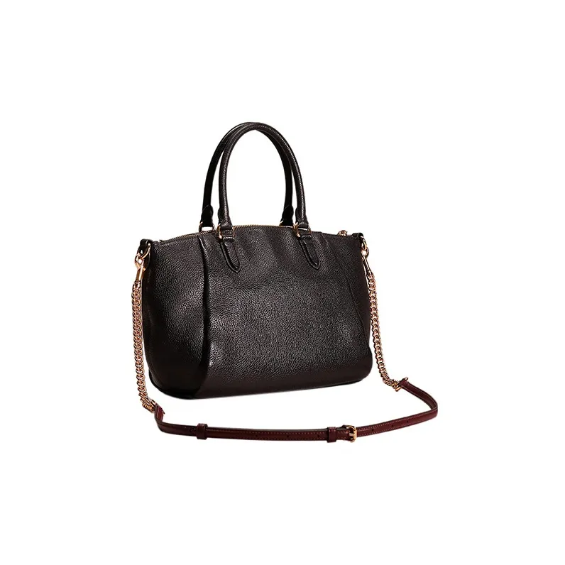 COACH Elise Pebbled Leather Shoulder Bag, Crossbody Bag, Handbag Medium Size Women's Black-1