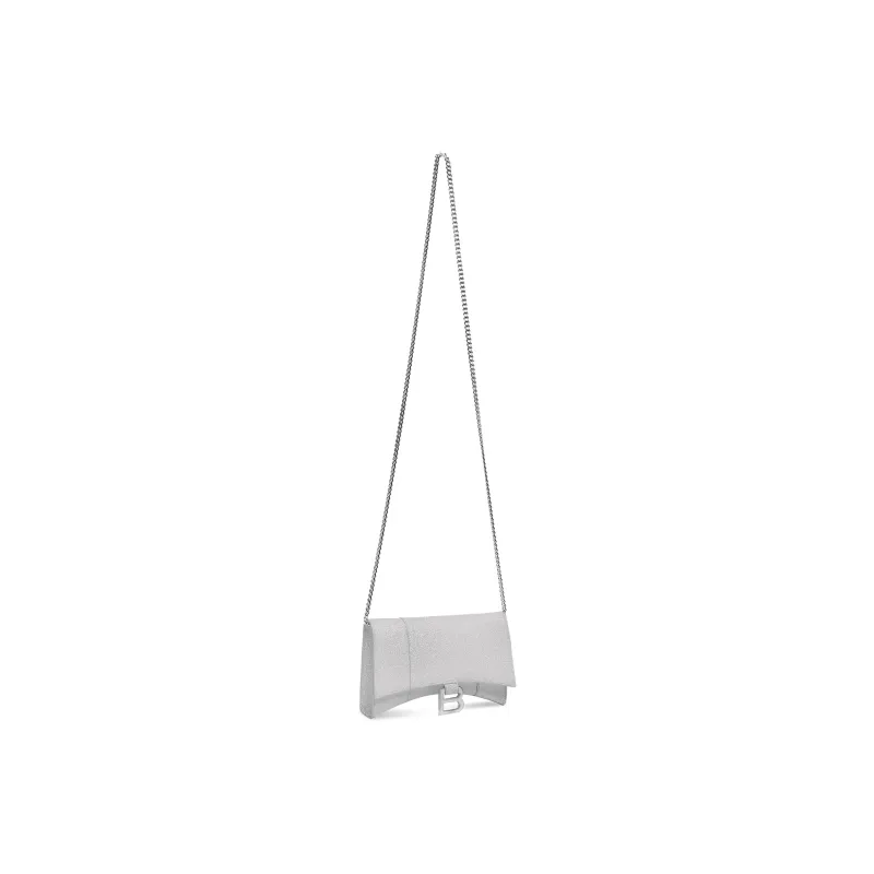 Balenciaga Hourglass Xs Wallet On Chain In Sparkling Fabric Silver-2