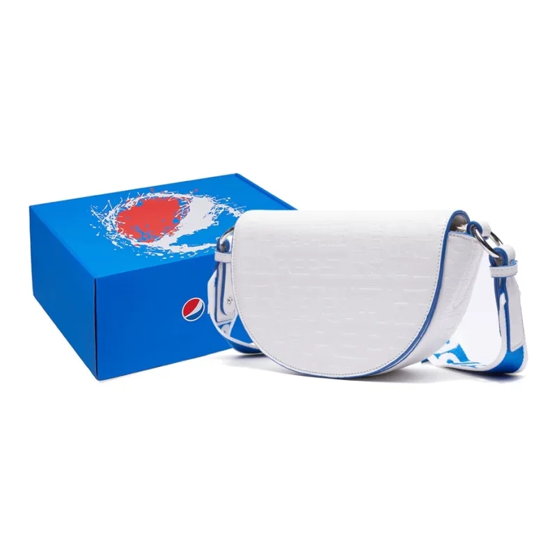Pepsi Synthetic Leather Saddle Bag Shoulder Bag Crossbody Bag Regular Unisex White-5