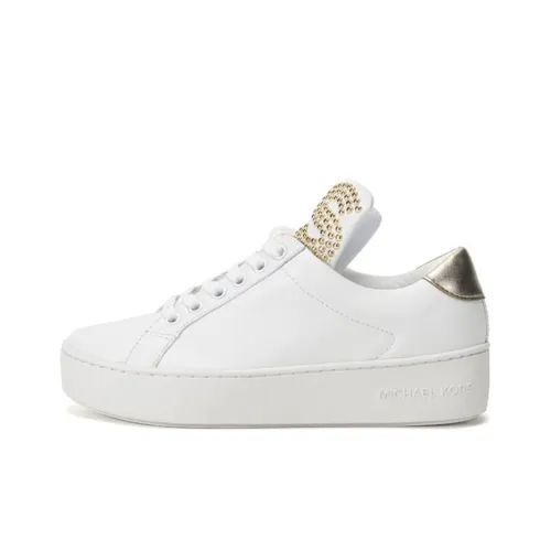 MICHAEL KORS Mindy Skateboard Shoes Women's Low-Top White/Gold