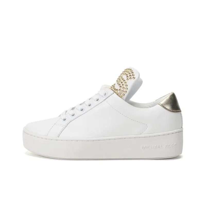 MICHAEL KORS Mindy Low Top Stylish Skateboarding Shoes Women's White Gold-0