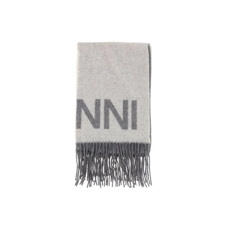 GANNI Fringed Wool Scarf-1