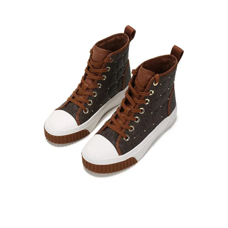 MICHAEL KORS Gertie High Top Stylish Skateboarding Shoes Women's Brown-2