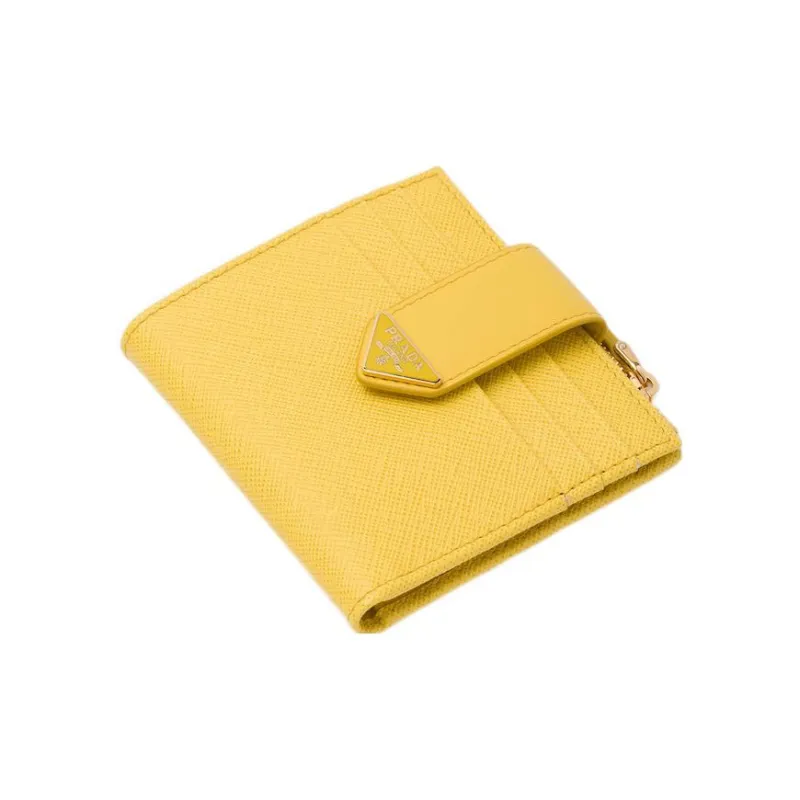 PRADA Leather Wallet Small Size Women's Yellow-2