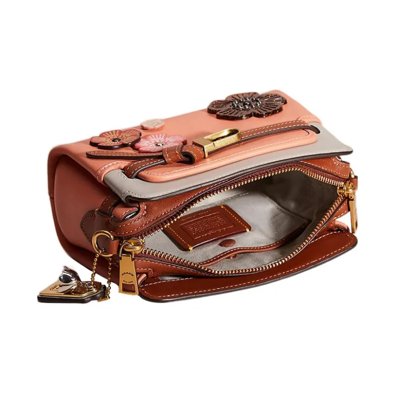 COACH Tate Leather Shoulder Bag Crossbody Bag Handbag Small Size Women's Pink & Gray-2
