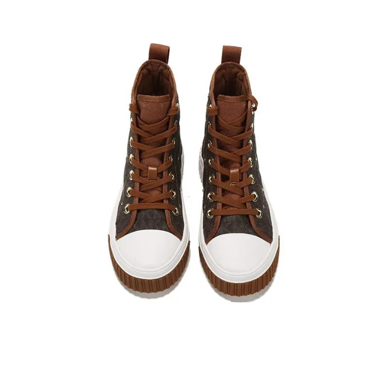 MICHAEL KORS Gertie High Top Stylish Skateboarding Shoes Women's Brown-3