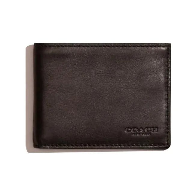 COACH Billfold Wallet Genuine Leather 50% Off Wallet Men's Black-0