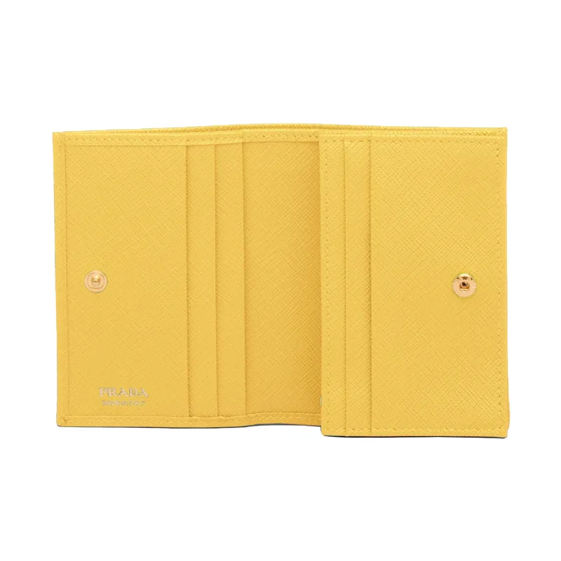 PRADA Leather Wallet Small Size Women's Yellow-4
