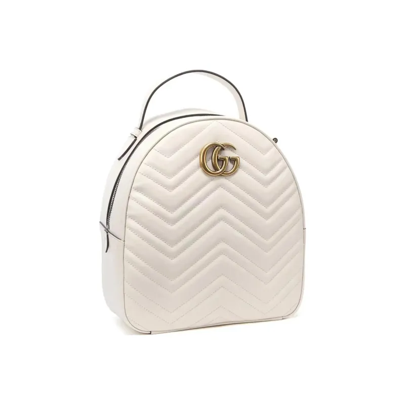 GUCCI GG Marmont Quilting Cow Leather Backpack Women's White-1
