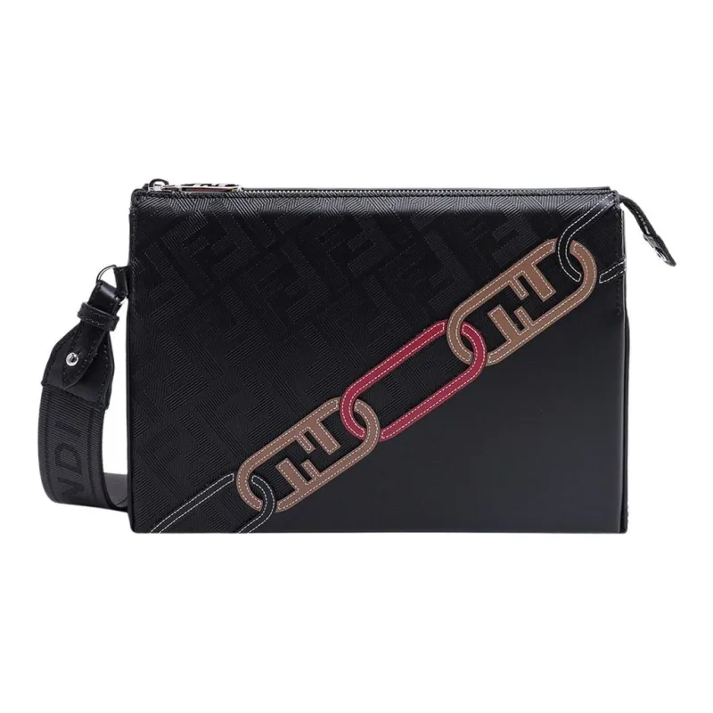 FENDI Cow Leather Handbag Wrist Bag Clutch Regular Men's Black-0