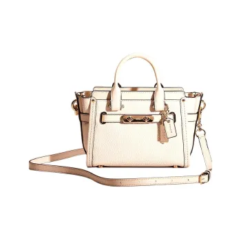 COACH Swagger Pebbled Leather Shoulder Bag Crossbody Bag Handbags Small Size Women's Light Gold