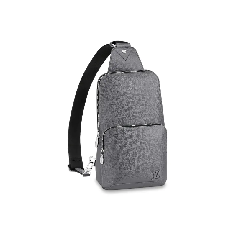 LOUIS VUITTON Avenue Taiga Cow Leather Sling Bag Crossbody Bag Shoulder Bag Men's Gray-0
