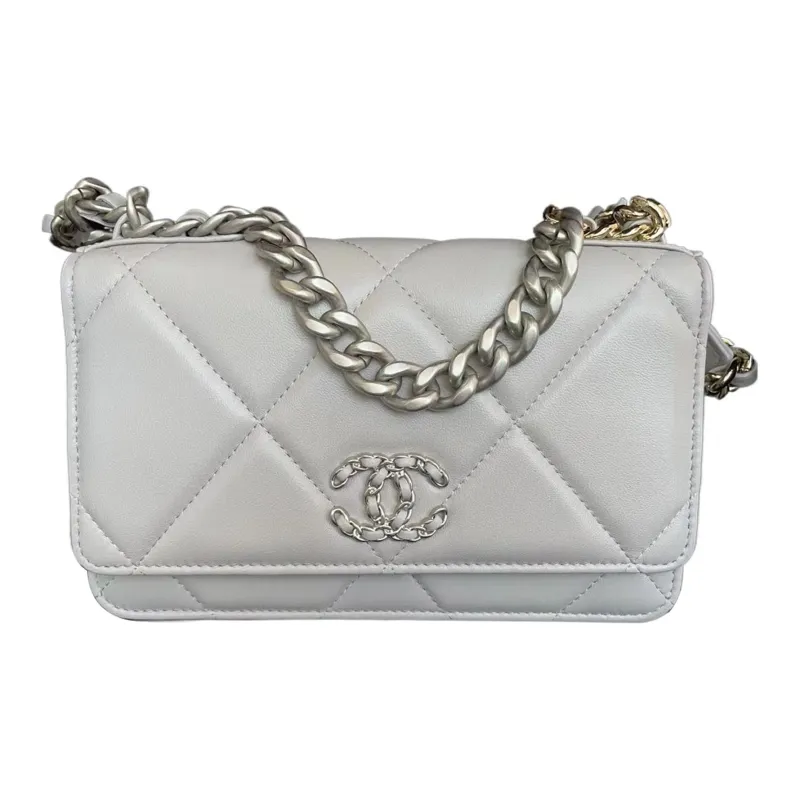 CHANEL 19BagWOC Lambskin Flap Bag Handbag, Shoulder Bag, Crossbody Bag Women's Gray-1