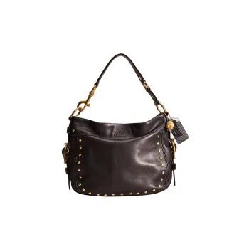 COACH Zoe Leather Handbag Shoulder Bag Women's Black