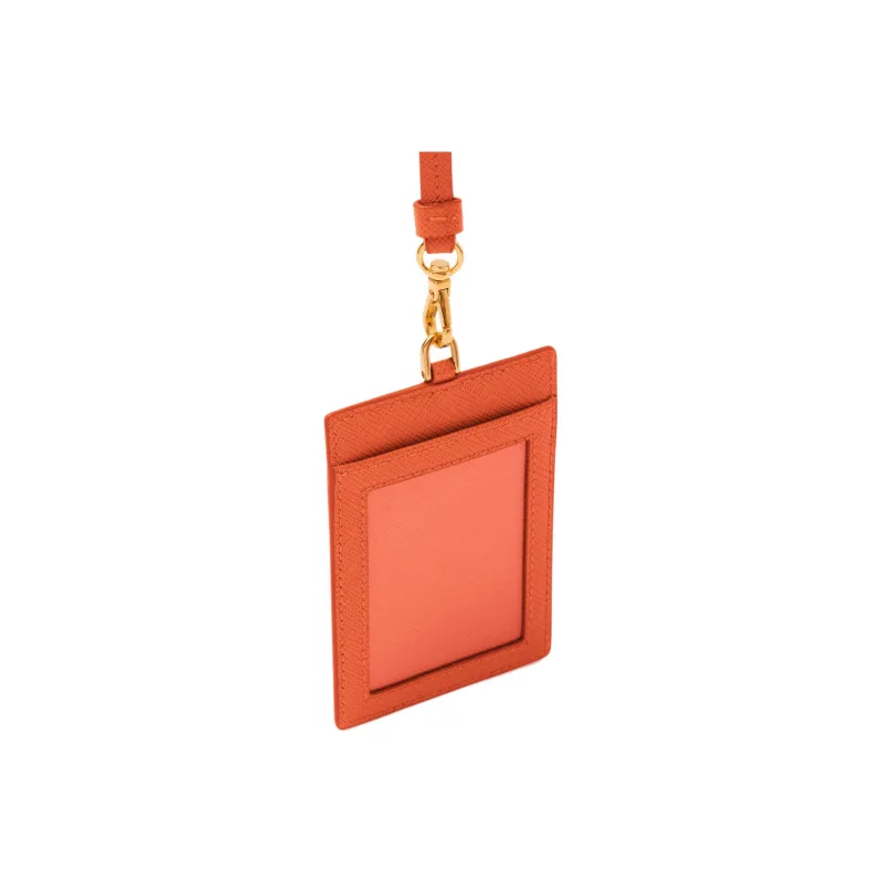 PRADA Saffiano Leather Card Holder Women's Orange-2