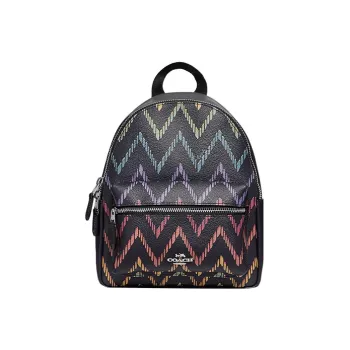 COACH Charlie Coated Canvas With Smooth Leather Backpack Mini Unisex Black