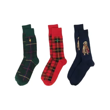 Polo Ralph Lauren FW22 Knee High Socks Unisex 1 Set 3 Pack