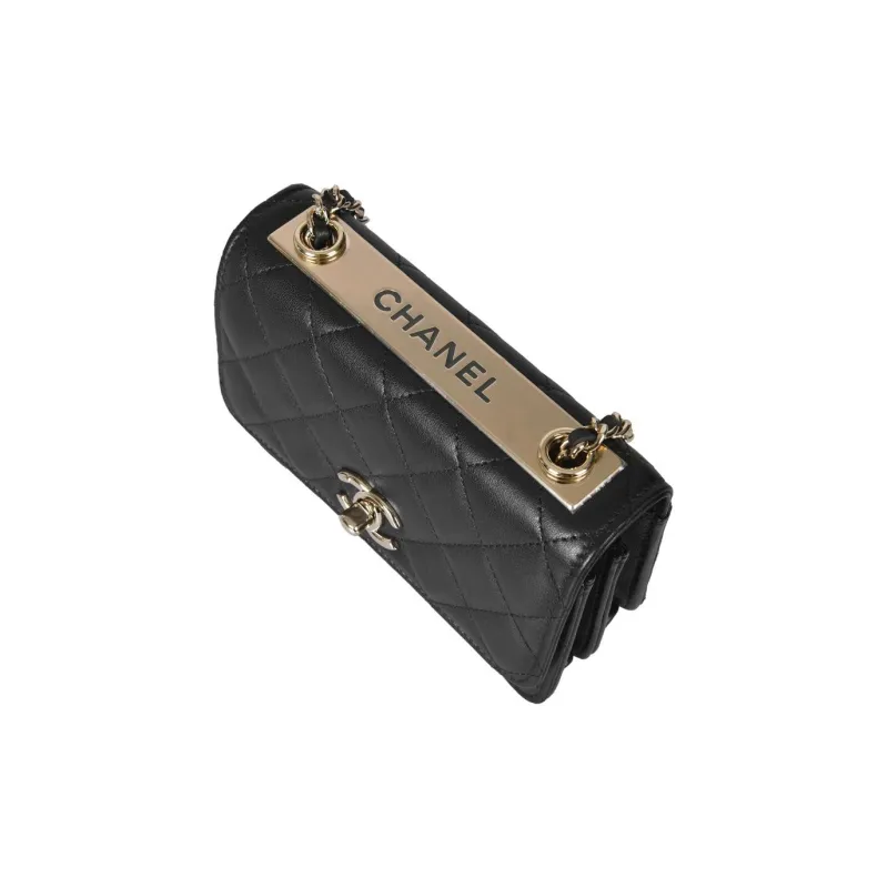 CHANEL Trendy CcWOC Sheepskin Chain Bag, Shoulder Bag, Crossbody Bag Mini Women's Black-3