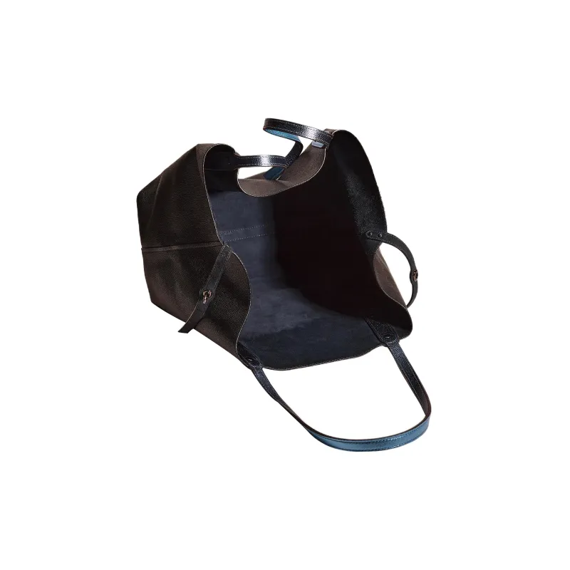 COACH Market Tote Suede Twill Leather Combo Bag One Shoulder Handbags Large Size Women's Black-3