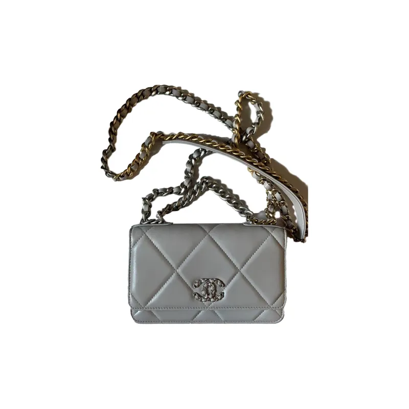 CHANEL 19BagWOC Lambskin Flap Bag Handbag, Shoulder Bag, Crossbody Bag Women's Gray-0