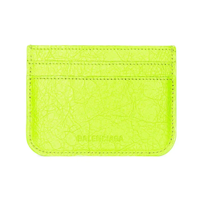 Balenciaga Le Cagole Sheepskin Card Holder Regular Women's Fluorescent Yellow-1