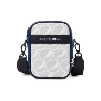 Pepsi Synthetic Leather Small Square Bag Shoulder Bag Crossbody Bag Regular Unisex Blue White