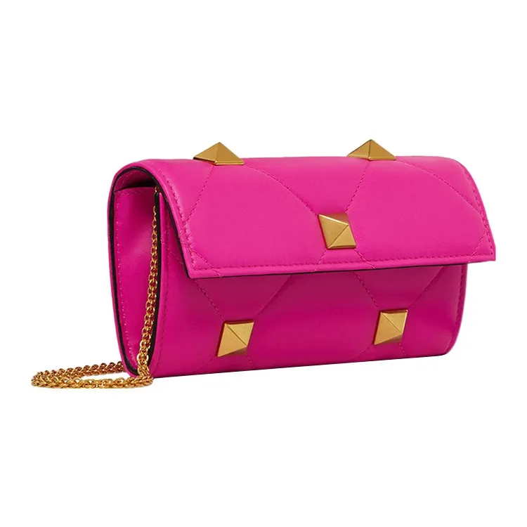Valentino Roman Stud Lambskin Wallets Shoulder Bag Crossbody Bag Women's Pink-1
