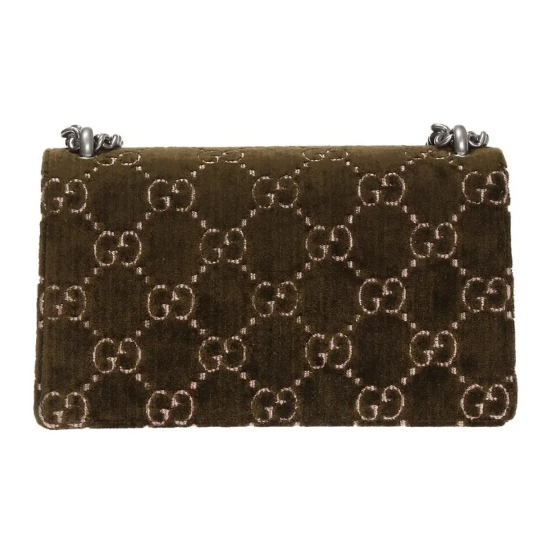 GUCCI Dionysus Velvet With Leather Shoulder Bag Crossbody Bag Small Size Women's Olive Green-2