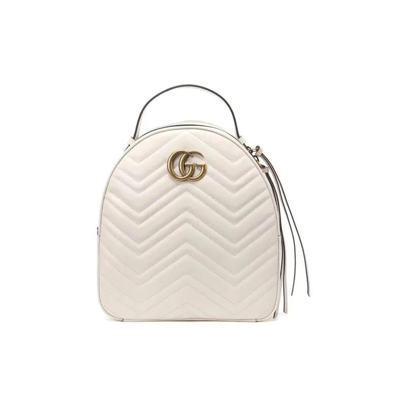 GUCCI GG Marmont Quilting Cow Leather Backpack Women's White-0