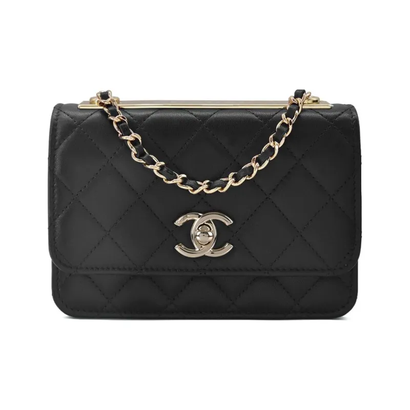 CHANEL Trendy CcWOC Sheepskin Chain Bag, Shoulder Bag, Crossbody Bag Mini Women's Black-0