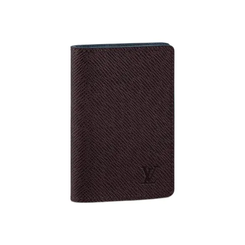 LOUIS VUITTON Taiga Cow Leather Card Holder Men's Brown/Navy