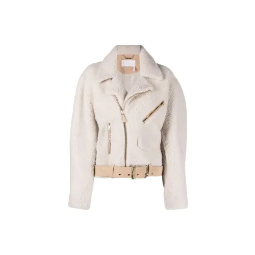 Chloé Leather Jackets Women's Beige