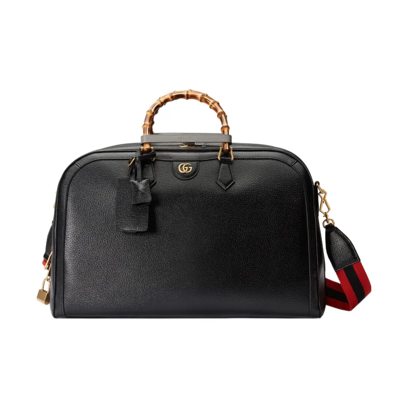 GUCCI Diana Leather Luggage Bag Shoulder Bag Crossbody Handbag Large Size Men's Black-0