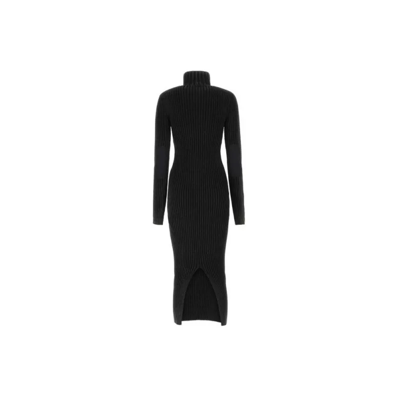VERSACE JEANS Couture Logo Patch Ribbed Midi Dress-1