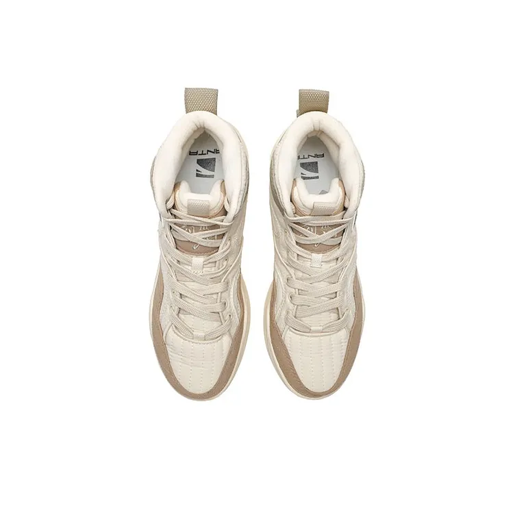 Anta Life Collection High Top Skateboard Shoes Men's White Yellow-3
