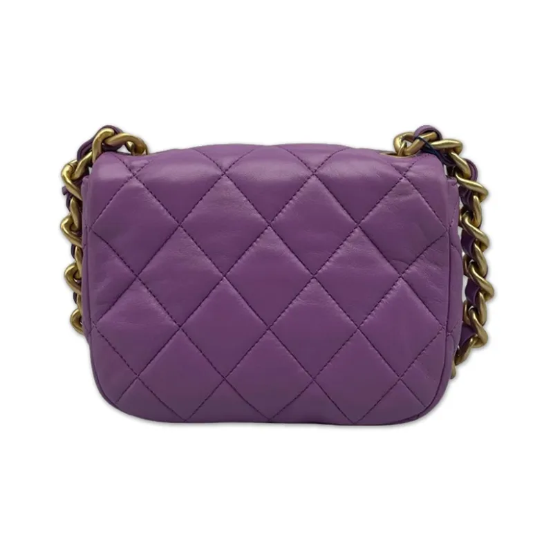 CHANEL Lambskin Flap Bag, Crossbody Bag, Shoulder Bag Mini Women's Purple-1