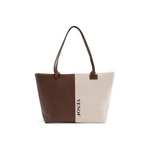 VENOF Cow Leather Tote Bag Shopping Bag Shoulder Bags Large Size Women's Moonlit Coffee * Cloudy Black