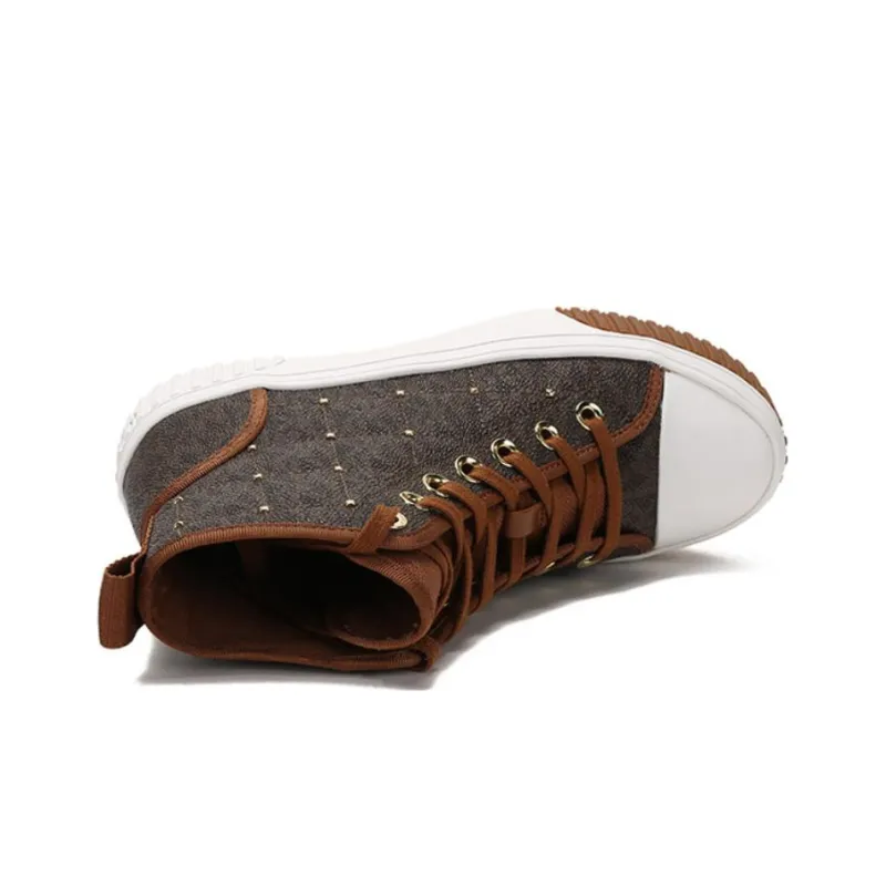 MICHAEL KORS Gertie High Top Stylish Skateboarding Shoes Women's Brown-4