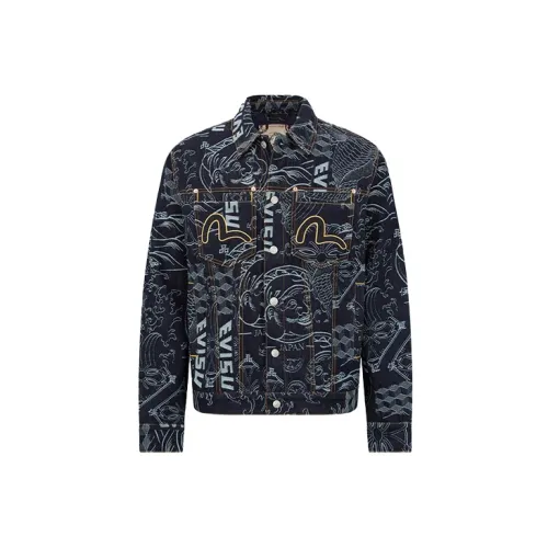 EVISU Denim Jackets Men Denim Blue