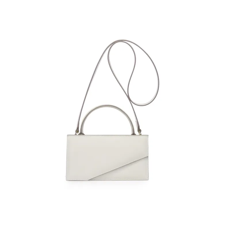 QULU Cow Leather Crossbody Handbag Small Size Women's Ecru-1