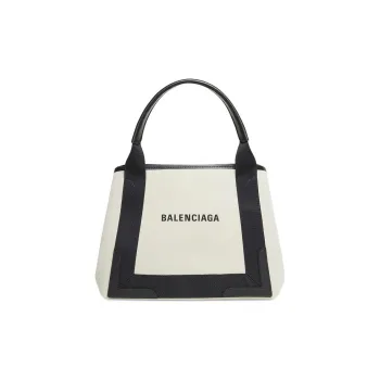 Balenciaga Cotton With Calfskin Handbag Small Size Women's Light Beige