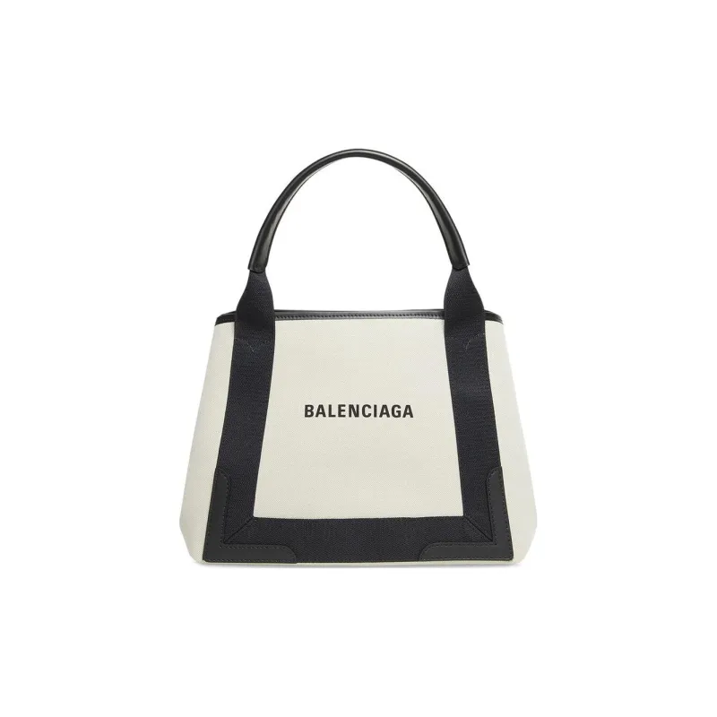 Balenciaga Cotton With Calfskin Handbag Small Size Women's Light Beige-0