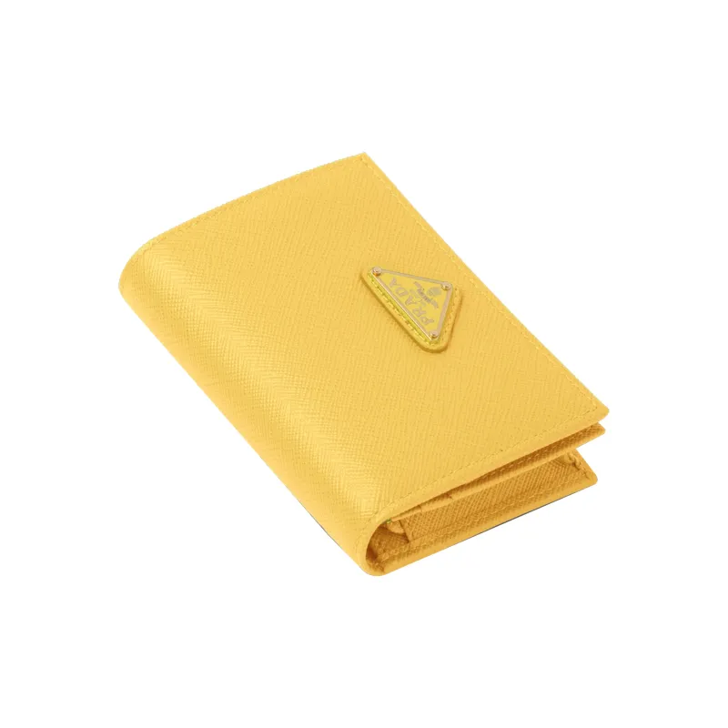 PRADA Leather Wallet Small Size Women's Yellow-2