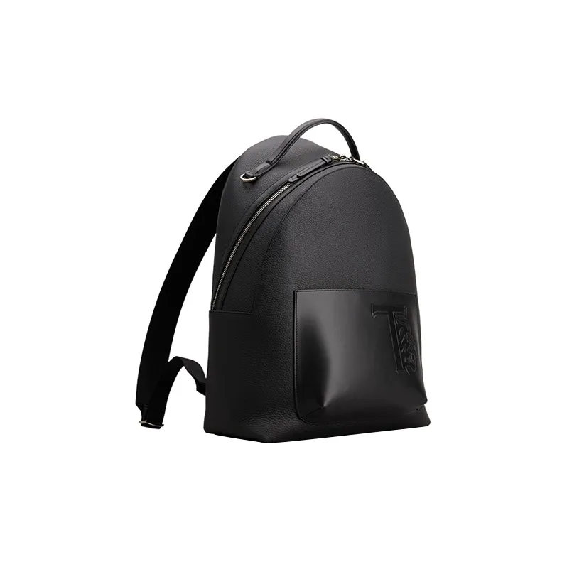 TOD'S Hammered Leather Backpack Medium Size Men's Black-1