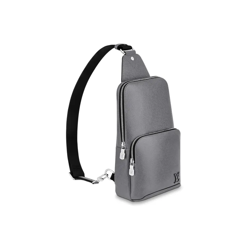LOUIS VUITTON Avenue Taiga Cow Leather Sling Bag Crossbody Bag Shoulder Bag Men's Gray-1