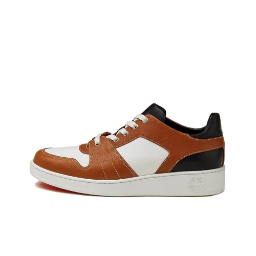 HERMES Skateboard Shoes Men Low-Top Brown/White/Black