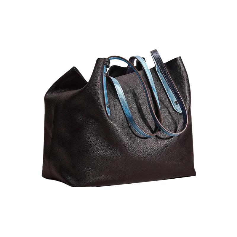 COACH Market Tote Suede Twill Leather Combo Bag One Shoulder Handbags Large Size Women's Black-2