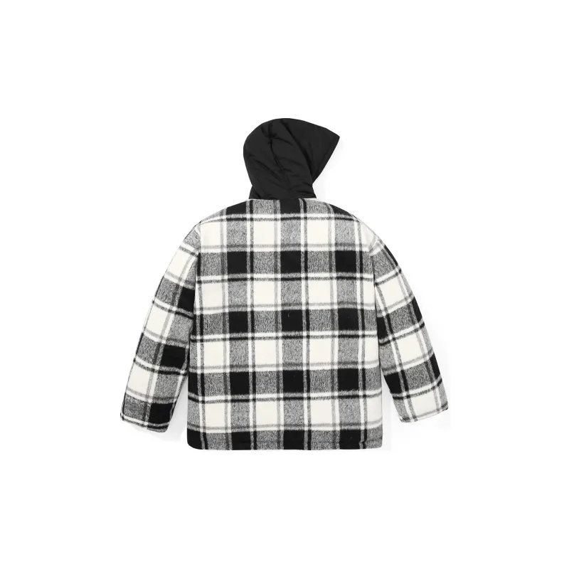 GENANX Letter Hooded Loose Fit Puffer Jacket Unisex Black-3